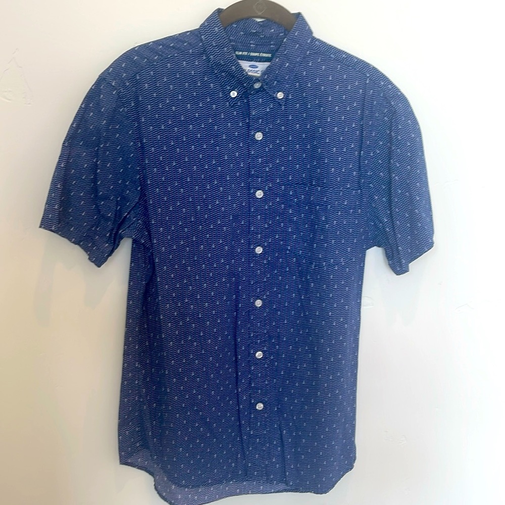 Old Navy men’s Size Small slim fit anchor nautical cotton short sleeve shirt